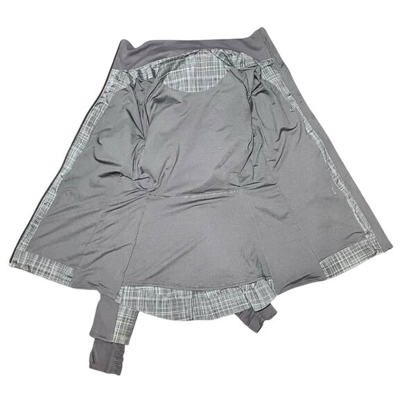 Lululemon Jacket Womens Sz 4 Gray Plaid Ruffle Pockets Logo Ahead Of The Curve - Picture 8 of 11